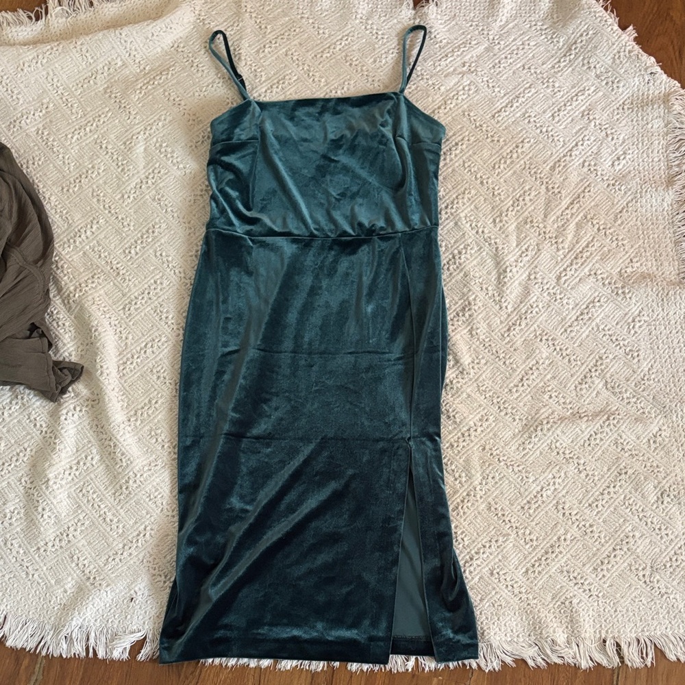 Express Teal Midi Velvet Dress